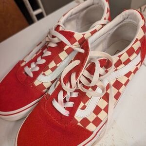 Vans Red and White Checkered Sneakers Classic Style